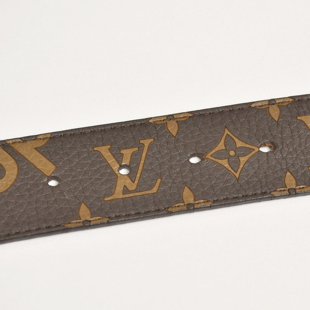 Very good condition LOUIS VUITTON Supreme Suntulle LV initial belt 90/36 Brown MP016 Gold hardware Used 4a003877