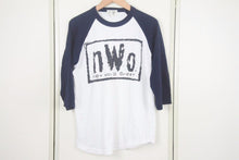 画像をギャラリービューアに読み込む, nWo エヌダブオー ニューワールドオーダー ラグランＴシャツ 7分丈 ロゴプリント ホワイト ブラック サイズM 中古 38330