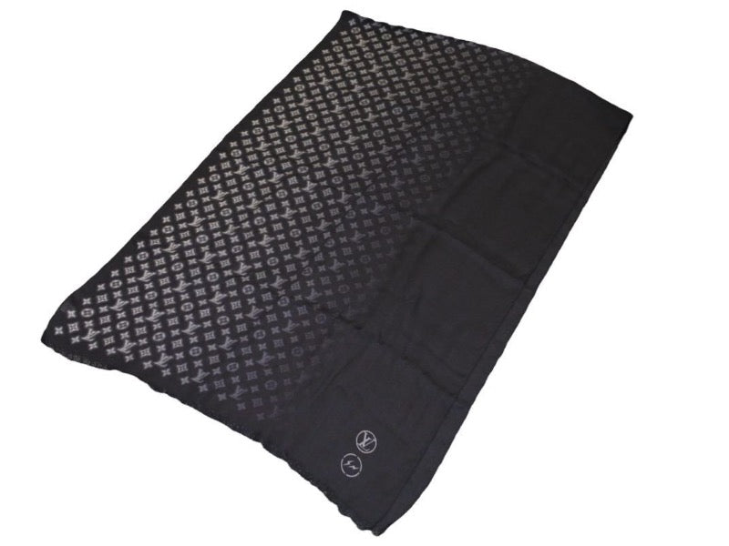 Louis Vuitton Stole Etole Monogram Eclipse Blurry Fragment M73743 Black Hiroshi Fujiwara Good Condition 38381