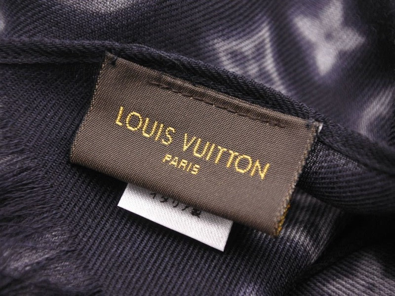 Louis Vuitton Stole Etole Monogram Eclipse Blurry Fragment M73743 Black Hiroshi Fujiwara Good Condition 38381