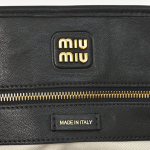 極美品 MIUMIU ミュウミュウ Adventure アバンチュール レザートートバッグ ミディアム 5BG291 ナッパレザー ブラック 中古 4a003874