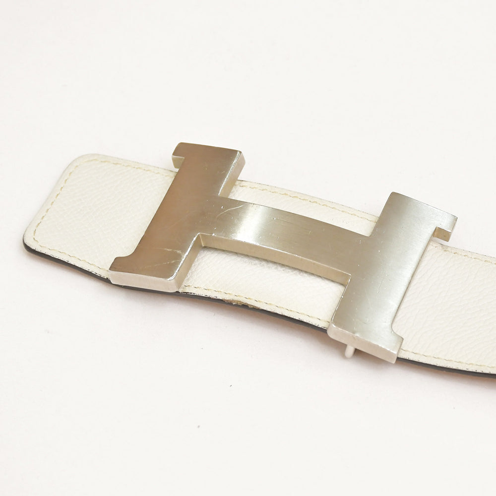 HERMES エルメス コンスタントベルト Hバックル リバーシブル仕様 ヴォーエプソン ◻︎80T刻印 ホワイト ブラウン 良品 中古 4a003878