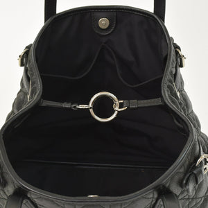 Christian Dior Panarea Canage Tote Bag 01-RU-0190 Quilted PVC Leather Black Gold Hardware Good Used 4a003887