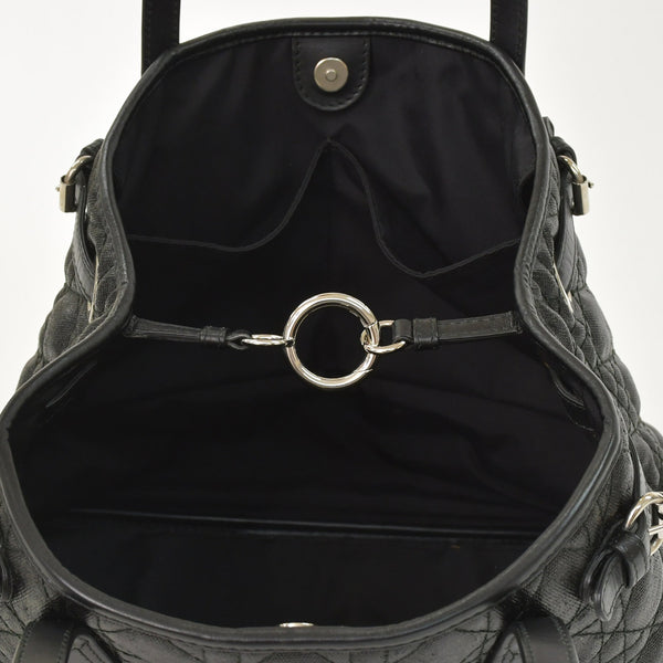 Christian Dior Panarea Canage Tote Bag 01-RU-0190 Quilted PVC Leather Black Gold Hardware Good Used 4a003887