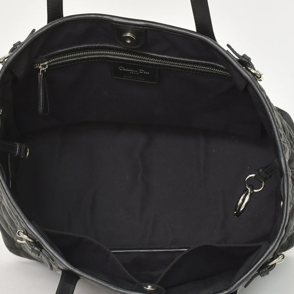 Christian Dior Panarea Canage Tote Bag 01-RU-0190 Quilted PVC Leather Black Gold Hardware Good Used 4a003887