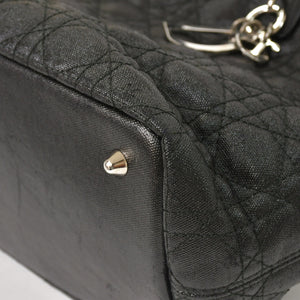 Christian Dior Panarea Canage Tote Bag 01-RU-0190 Quilted PVC Leather Black Gold Hardware Good Used 4a003887