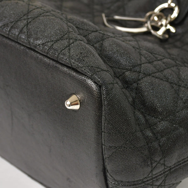 Christian Dior Panarea Canage Tote Bag 01-RU-0190 Quilted PVC Leather Black Gold Hardware Good Used 4a003887