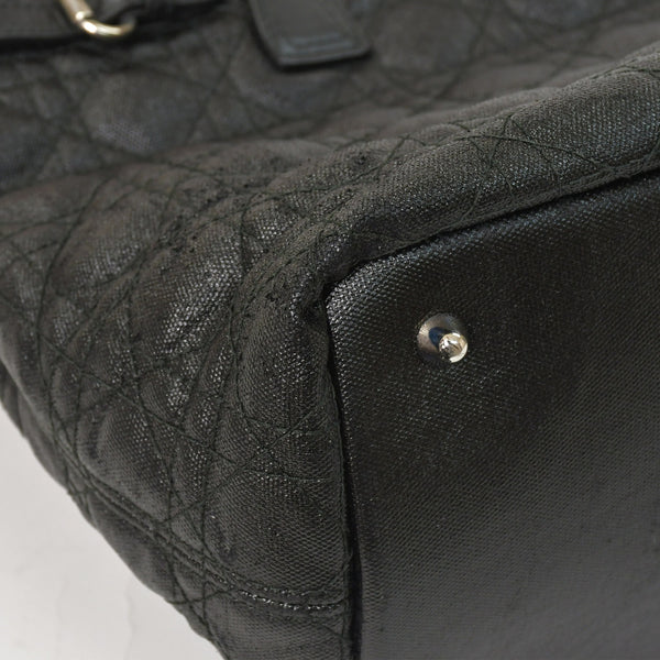 Christian Dior Panarea Canage Tote Bag 01-RU-0190 Quilted PVC Leather Black Gold Hardware Good Used 4a003887