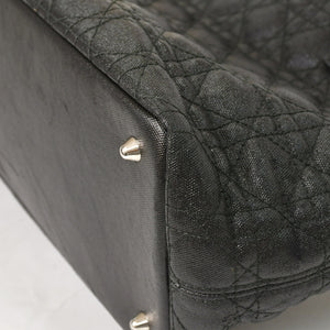 Christian Dior Panarea Canage Tote Bag 01-RU-0190 Quilted PVC Leather Black Gold Hardware Good Used 4a003887