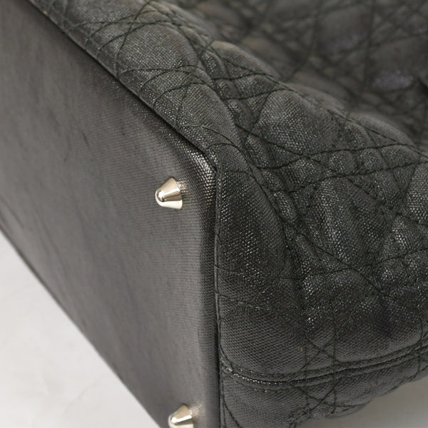Christian Dior Panarea Canage Tote Bag 01-RU-0190 Quilted PVC Leather Black Gold Hardware Good Used 4a003887