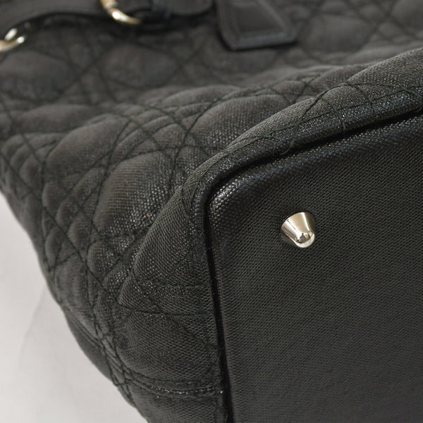 Christian Dior Panarea Canage Tote Bag 01-RU-0190 Quilted PVC Leather Black Gold Hardware Good Used 4a003887