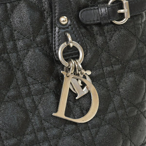 Christian Dior Panarea Canage Tote Bag 01-RU-0190 Quilted PVC Leather Black Gold Hardware Good Used 4a003887