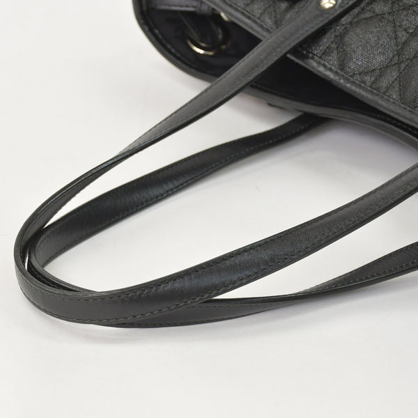 Christian Dior Panarea Canage Tote Bag 01-RU-0190 Quilted PVC Leather Black Gold Hardware Good Used 4a003887