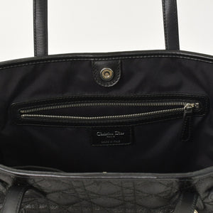 Christian Dior Panarea Canage Tote Bag 01-RU-0190 Quilted PVC Leather Black Gold Hardware Good Used 4a003887