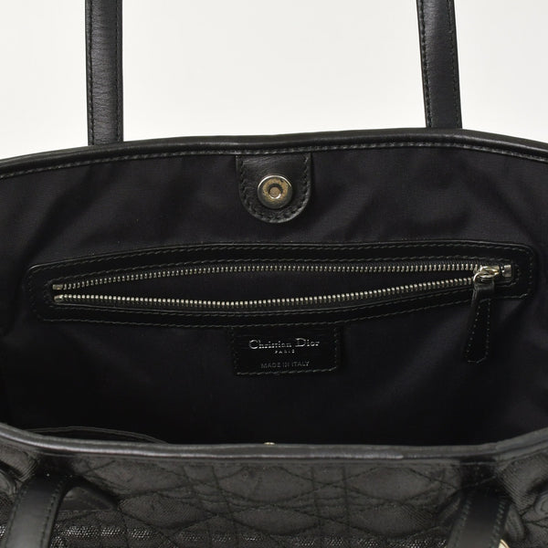 Christian Dior Panarea Canage Tote Bag 01-RU-0190 Quilted PVC Leather Black Gold Hardware Good Used 4a003887