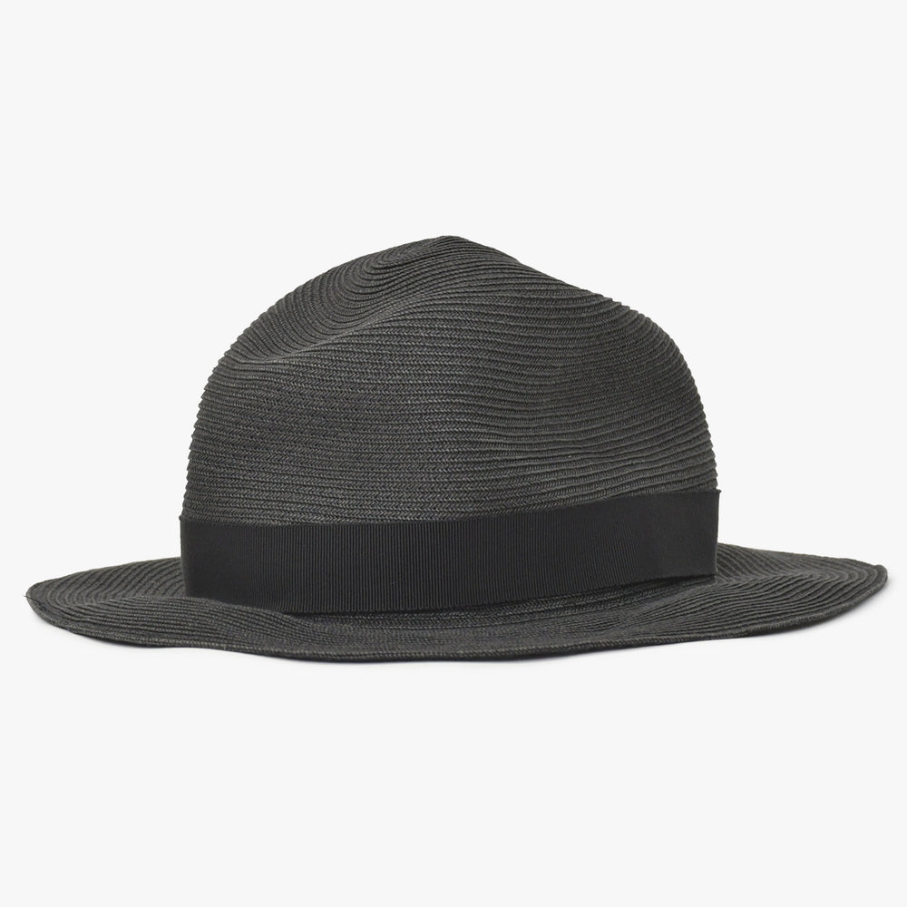 極美品 HERMES エルメス ハット サイズ57 ストローハット Black ブラック Gray グレー 中古 4a003891