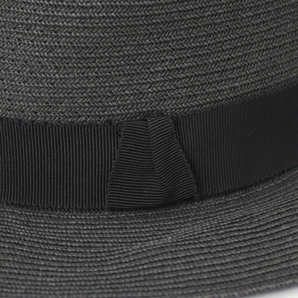 Very Good Condition HERMES Hat Size 57 Straw Hat Black Gray Used 4a003891