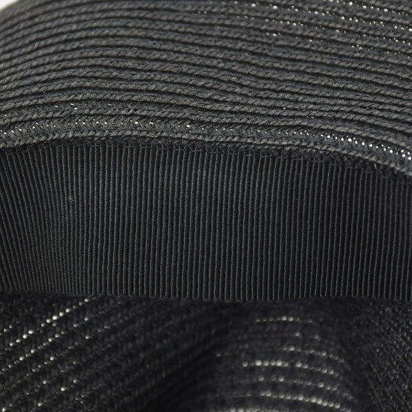 Very Good Condition HERMES Hat Size 57 Straw Hat Black Gray Used 4a003891
