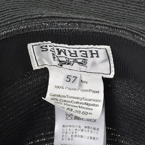 Very Good Condition HERMES Hat Size 57 Straw Hat Black Gray Used 4a003891