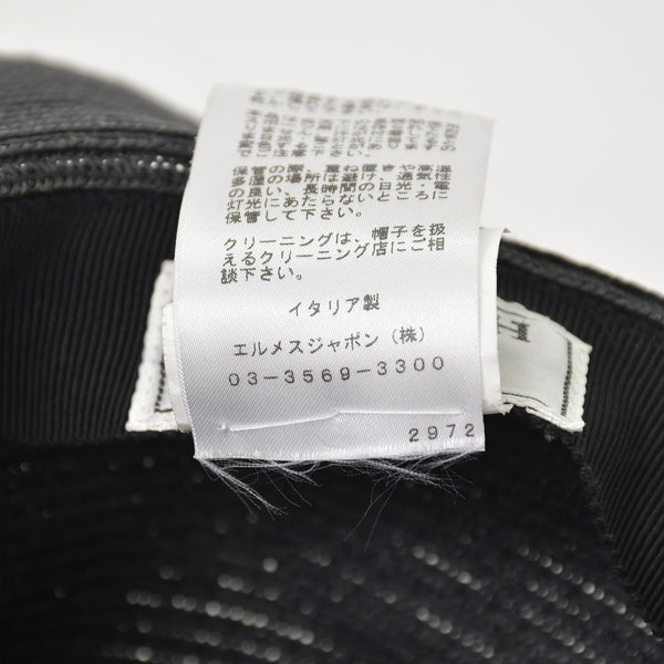 Very Good Condition HERMES Hat Size 57 Straw Hat Black Gray Used 4a003891