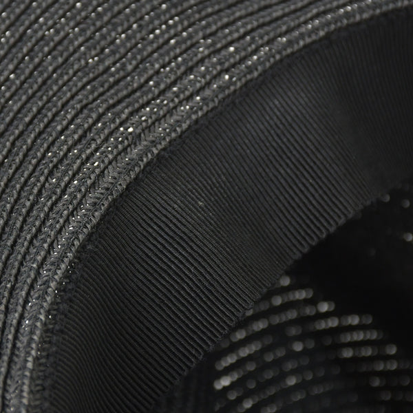 Very Good Condition HERMES Hat Size 57 Straw Hat Black Gray Used 4a003891