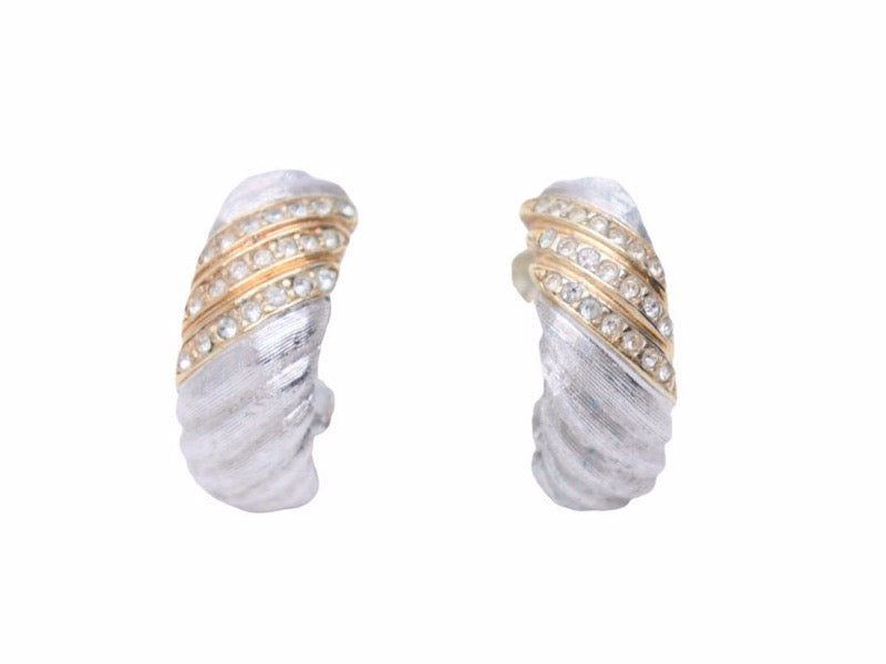 Christian Dior Earrings Rope Cocktail Ring Rhinestone Vintage Ladies Used 38918