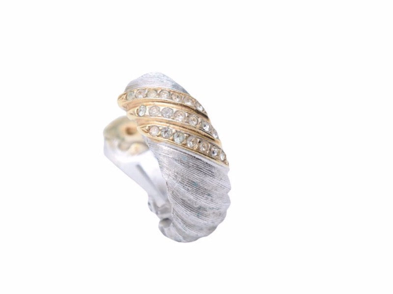 Christian Dior Earrings Rope Cocktail Ring Rhinestone Vintage Ladies Used 38918