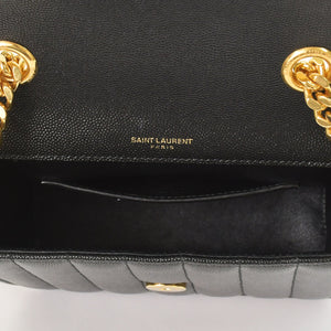 Very Good Condition SAINT LAURENT Viki Small Chain Shoulder Bag GNR538439 Grain Calf Leather YSL Cassandra Logo Gold Hardware Used 4a0038971