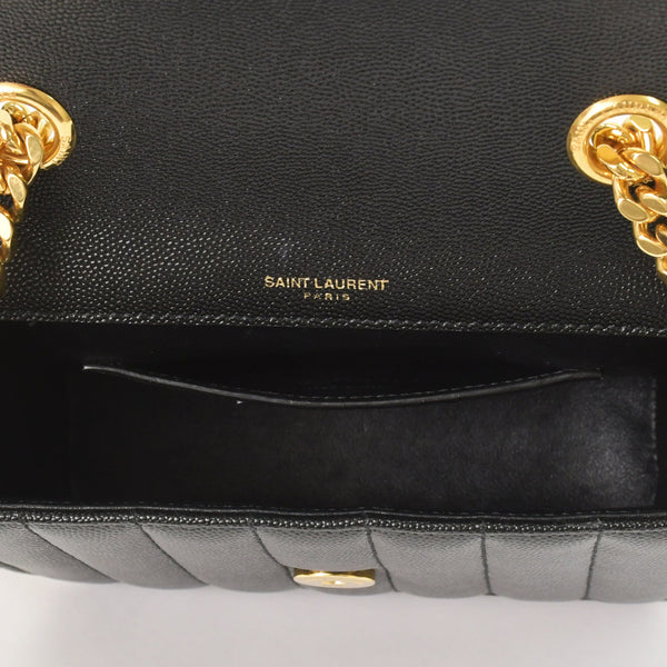 Very Good Condition SAINT LAURENT Viki Small Chain Shoulder Bag GNR538439 Grain Calf Leather YSL Cassandra Logo Gold Hardware Used 4a0038971
