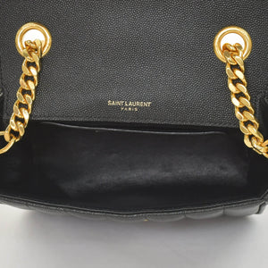Very Good Condition SAINT LAURENT Viki Small Chain Shoulder Bag GNR538439 Grain Calf Leather YSL Cassandra Logo Gold Hardware Used 4a0038971