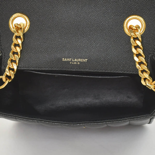 Very Good Condition SAINT LAURENT Viki Small Chain Shoulder Bag GNR538439 Grain Calf Leather YSL Cassandra Logo Gold Hardware Used 4a0038971