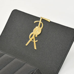 Very Good Condition SAINT LAURENT Viki Small Chain Shoulder Bag GNR538439 Grain Calf Leather YSL Cassandra Logo Gold Hardware Used 4a0038971