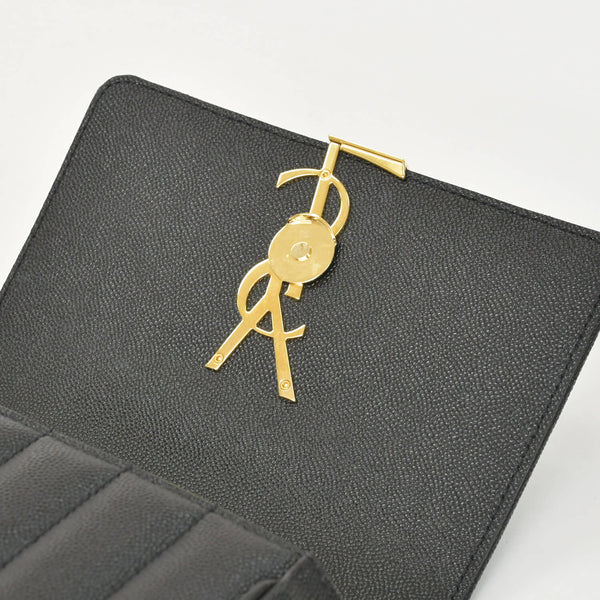 Very Good Condition SAINT LAURENT Viki Small Chain Shoulder Bag GNR538439 Grain Calf Leather YSL Cassandra Logo Gold Hardware Used 4a0038971