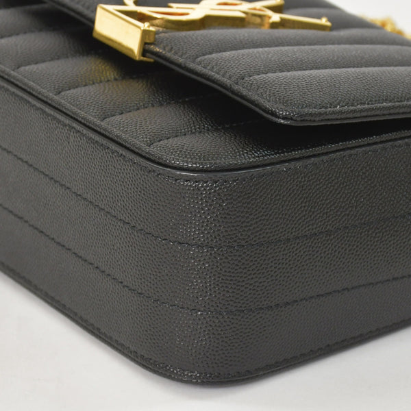 Very Good Condition SAINT LAURENT Viki Small Chain Shoulder Bag GNR538439 Grain Calf Leather YSL Cassandra Logo Gold Hardware Used 4a0038971