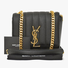 画像をギャラリービューアに読み込む, 極美品 SAINT LAURENT サンローラン ヴィキ スモールチェーンショルダーバッグ GNR538439 グレインカーフレザー YSLカサンドラロゴ ゴールド金具 中古 4a0038971