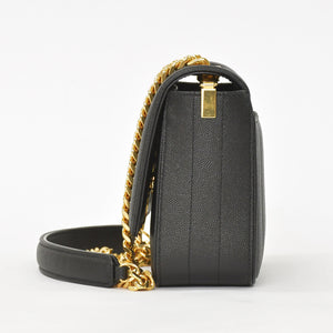Very Good Condition SAINT LAURENT Viki Small Chain Shoulder Bag GNR538439 Grain Calf Leather YSL Cassandra Logo Gold Hardware Used 4a0038971