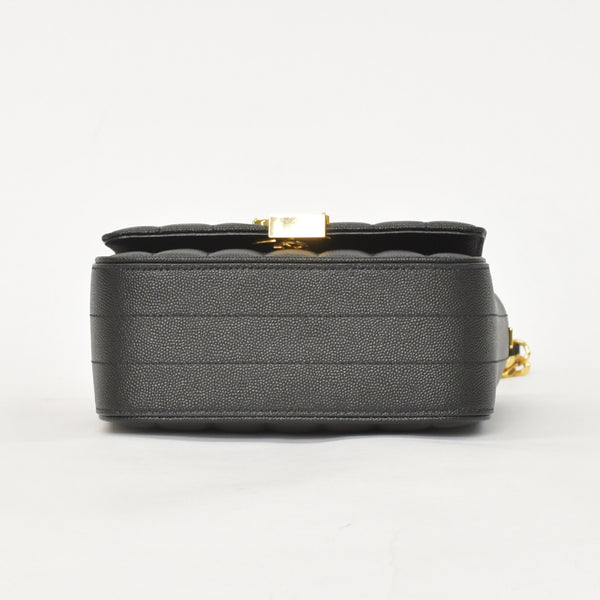 Very Good Condition SAINT LAURENT Viki Small Chain Shoulder Bag GNR538439 Grain Calf Leather YSL Cassandra Logo Gold Hardware Used 4a0038971