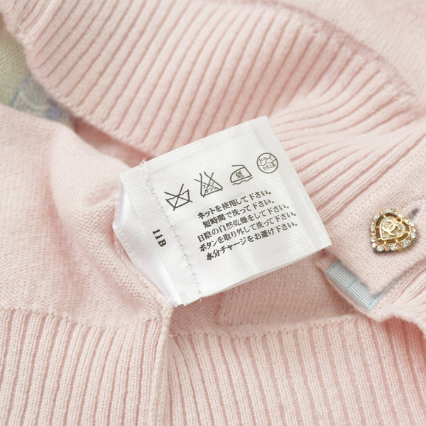 CHANEL シャネル カシミヤニットカーディガン P34557 カシミヤ ラインストーン ライトピンク ライトブルー ミントグリーン パステル調 34サイズ 美品 中古 4a003902
