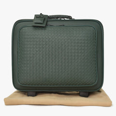 極美品 BOTTEGAVENETA ボッテガヴェネタ キャリーケース スーツケース V4658 イントレチャート ダークグリーン ブラック金具 中古 4a003904