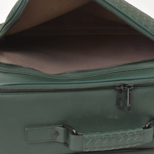 極美品 BOTTEGAVENETA ボッテガヴェネタ キャリーケース スーツケース V4658 イントレチャート ダークグリーン ブラック金具 中古 4a003904