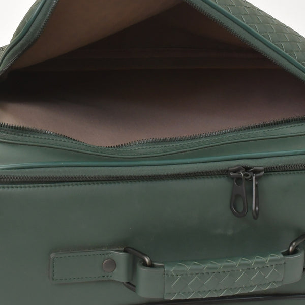 極美品 BOTTEGAVENETA ボッテガヴェネタ キャリーケース スーツケース V4658 イントレチャート ダークグリーン ブラック金具 中古 4a003904