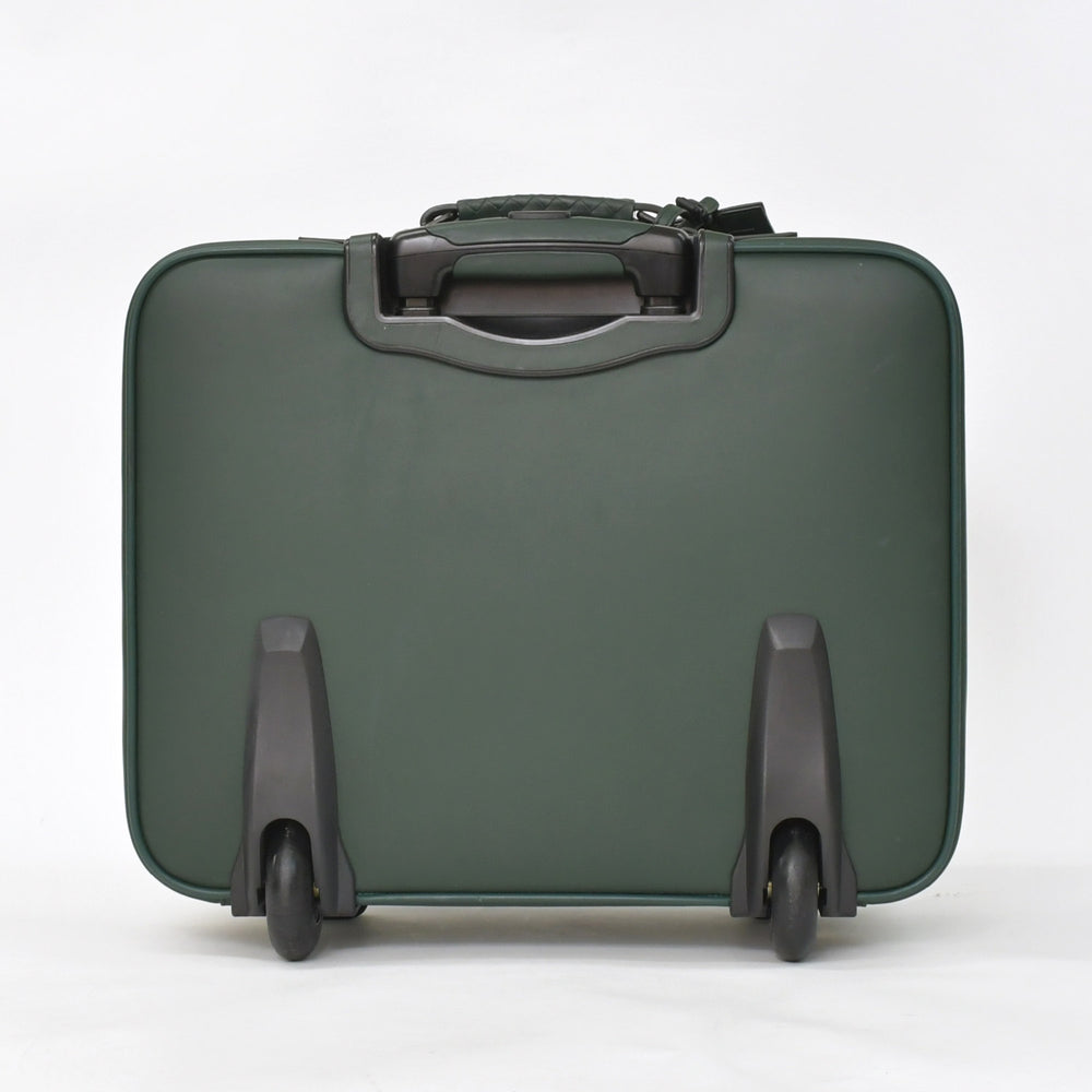 極美品 BOTTEGAVENETA ボッテガヴェネタ キャリーケース スーツケース V4658 イントレチャート ダークグリーン ブラック金具 中古 4a003904