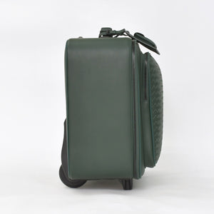 極美品 BOTTEGAVENETA ボッテガヴェネタ キャリーケース スーツケース V4658 イントレチャート ダークグリーン ブラック金具 中古 4a003904