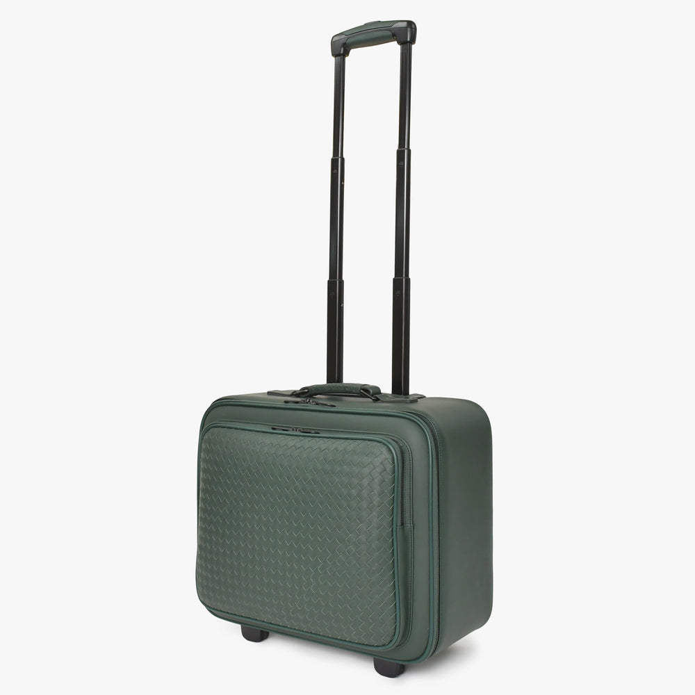 Very Good Condition BOTTEGAVENETA Bottega Veneta Carry Case Suitcase V4658 Intrecciato Dark Green Black Hardware Used 4a003904