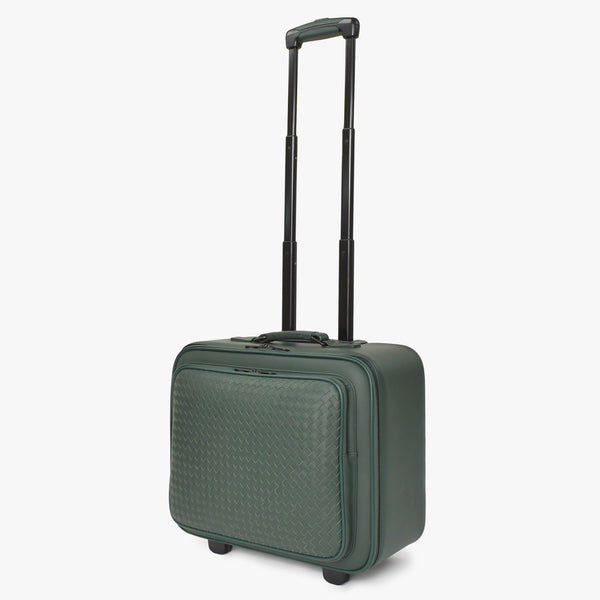 極美品 BOTTEGAVENETA ボッテガヴェネタ キャリーケース スーツケース V4658 イントレチャート ダークグリーン ブラック金具 中古 4a003904