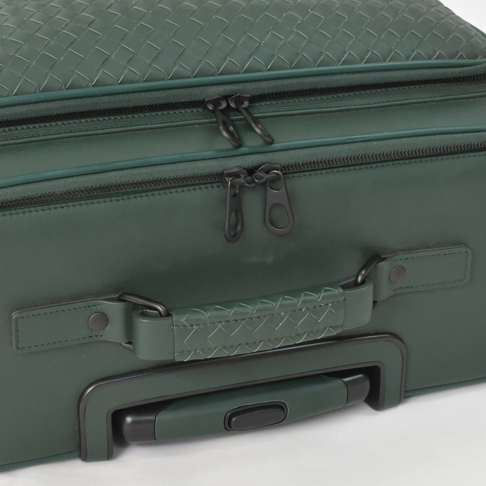Very Good Condition BOTTEGAVENETA Bottega Veneta Carry Case Suitcase V4658 Intrecciato Dark Green Black Hardware Used 4a003904