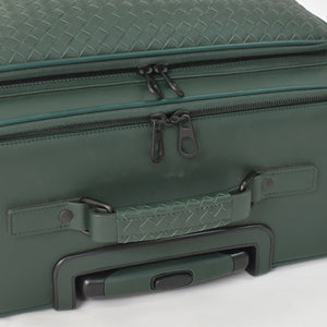 極美品 BOTTEGAVENETA ボッテガヴェネタ キャリーケース スーツケース V4658 イントレチャート ダークグリーン ブラック金具 中古 4a003904