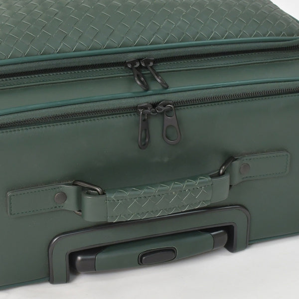 極美品 BOTTEGAVENETA ボッテガヴェネタ キャリーケース スーツケース V4658 イントレチャート ダークグリーン ブラック金具 中古 4a003904