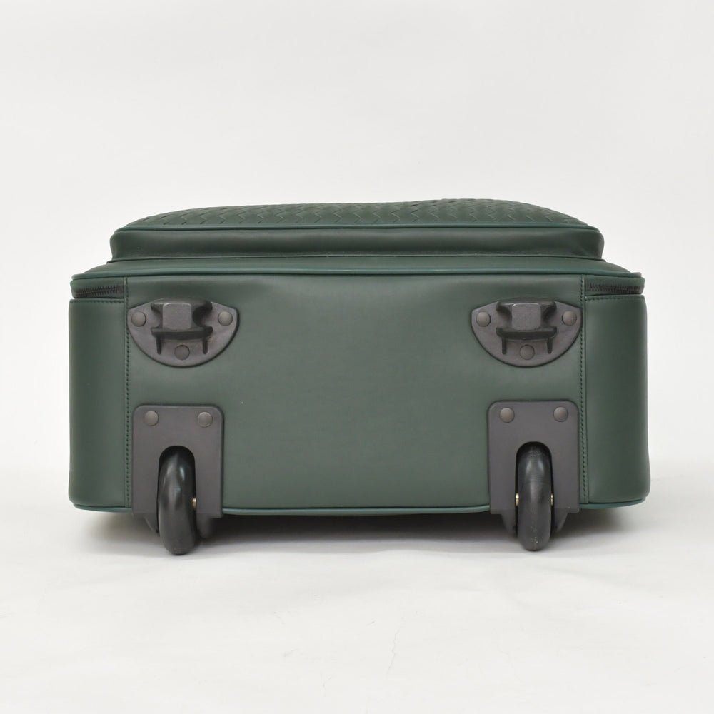 Very Good Condition BOTTEGAVENETA Bottega Veneta Carry Case Suitcase V4658 Intrecciato Dark Green Black Hardware Used 4a003904