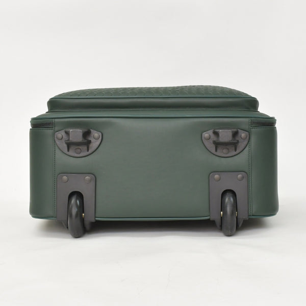 極美品 BOTTEGAVENETA ボッテガヴェネタ キャリーケース スーツケース V4658 イントレチャート ダークグリーン ブラック金具 中古 4a003904
